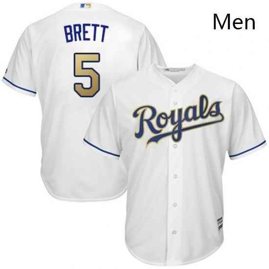 Mens Majestic Kansas City Royals 5 George Brett Replica White Home Cool Base MLB Jersey